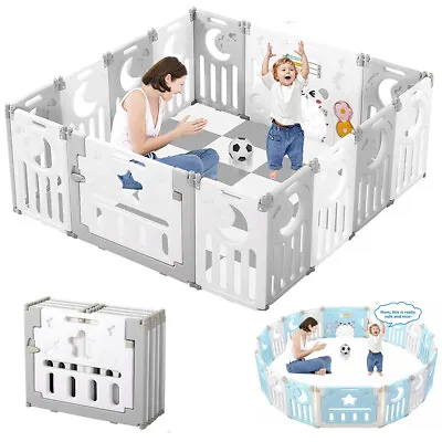 Large 14Panel Baby Playpen Foldable Kid Activity Center Toddler Safety Play Yard • £69.90