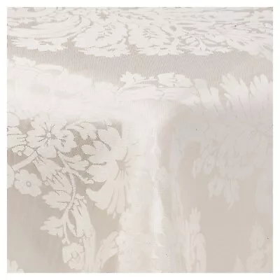 Damask Beige Jacquard Tablecloths Rectangle Oblong Table Cloth Tableware Dining • £7.99