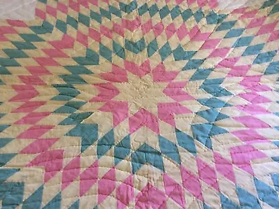 $150 • Buy Vintage Handcrafted Quilt, 96 X 86 Lone Star -beautifully Done!
