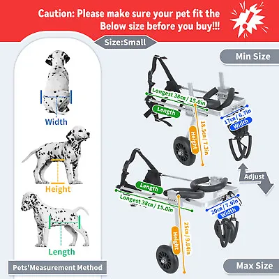 Pet Cat Dog Wheelchair Small/Medium/Large Aluminum Lightweight Cart Adjustable • $62.99