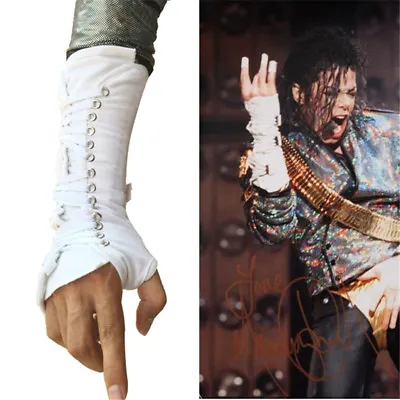 MJ Michael Jackson BAD Jam Punk Armbrace Black White Bandage Sleeve Glove Prop • £22.72