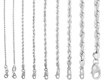 14K White Gold Solid Diamond Cut Rope 1mm-7mm Chain Pendant Necklace 16 - 30  • $240.99