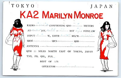 Postcard Ham Radio QSL Japan KA2 Marilyn Monroe Posted • $4.99