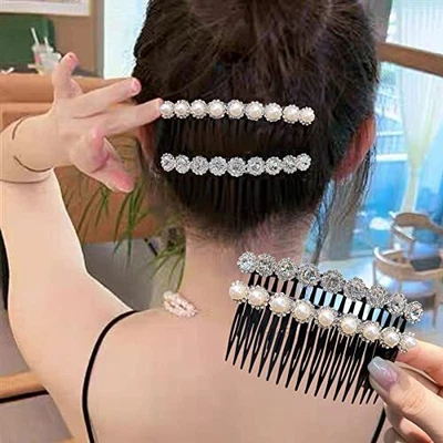 $18.44 • Buy Hair Side Combs Clip 4 Pcs Rhinestone Wire Twist Hair Comb Pins Bride Wedding...