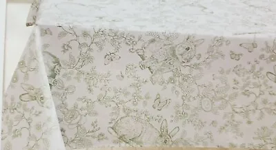 Printed Fabric Tablecloth 60  Round EASTERGREEN BUNNNIES & BUTTERFLIESKARABM • $27.99