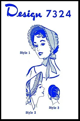 Bonnet Hats Sewing Pattern Mail Order DESIGN # 7324 Chemo Alopecia 1 Size 1950's • $5.49