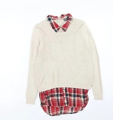 Primark Womens Multicoloured Collared Plaid Viscose Pullover Jumper Size S - Siz • £3.50