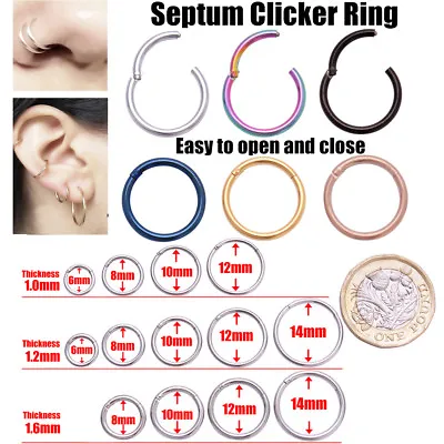 Nose Ring Nose Lip Hoop Cartilage Tragus Helix Ear Piercing Surgical Steel Rings • £1.89