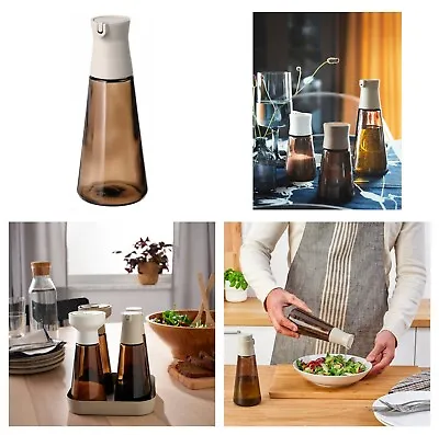 Ikea HALVTOM Bottle With Pour Spout Glass / Brown 19 Cm Retro Spices Oil Vinegar • £10.81