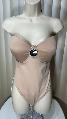 $12.99 • Buy Va Bien Strapless Underwire Thong Bodysuit 36D Light Control Slimming Nude 1509