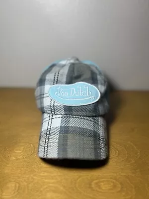 Vintage Plaid Von Dutch Baby Blue Gray Trucker Mesh Hat Cap Snapback Rare • $15