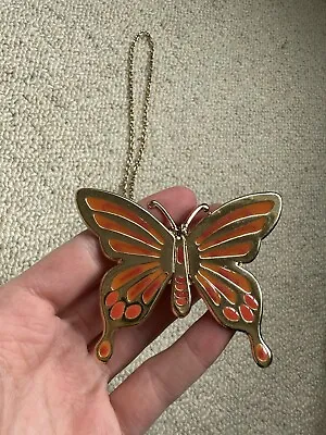 Miss Selfridge Orange And Gold Butterfly Necklace • £4.99