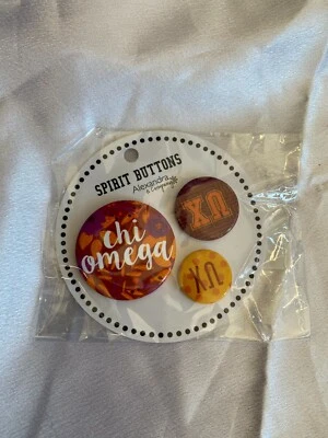 $9.95 • Buy Chi Omega Set Of 3 Buttons Floral  VINTAGE RETIRED 