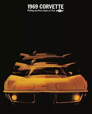 1969 Chevrolet Corvette Sports Car Racing Advertising Vintage Poster • $18