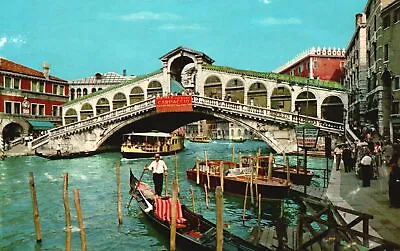 Vintage Postcard View Of Ponte Di Rialto Bridge Venezia Venice Italy IT • £8.65