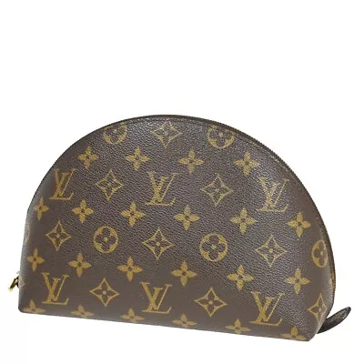 LOUIS VUITTON Trousse Demi Ronde 23 Pouch Monogram Leather Brown M47520 62YB521 • $206.40