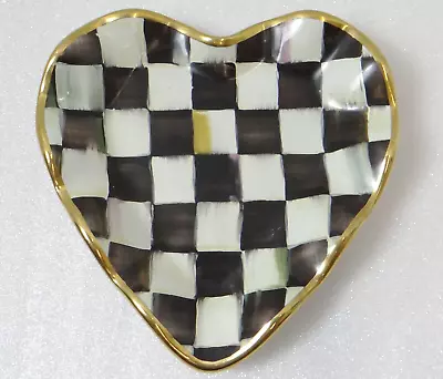 MACKENZIE-CHILDS Courtly Check Fluted Heart Plate Trinket Dish 6  Earthenware • $55