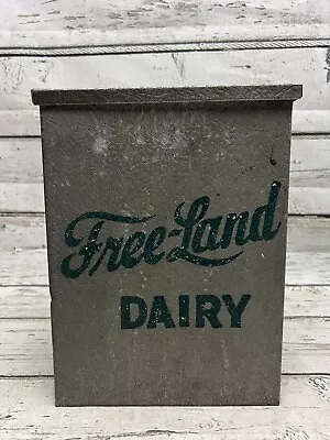 VTG Free-Land Dairy Freeland PA Galvanized Porch Box Delivery Milk Bottle Crate • $65