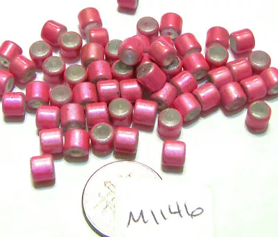 Glass Lined Tube Beads VIBRANT PINK 5mm Lot Of 75  NOS Destash M1146 • $0.99