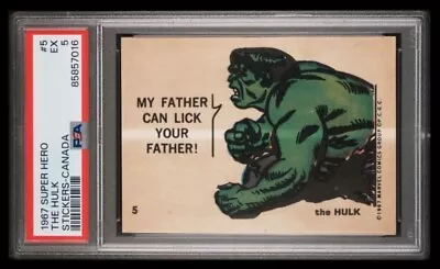 1967 Marvel Super Hero #5 The Hulk Rc; Rare Canada Sticker PSA 5  (POP 1 0^) • $149.99