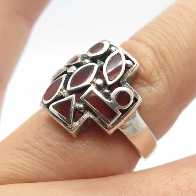 $39.95 • Buy 925 Sterling Silver Vintage Real Carnelian Gem Wide Cross Ring Size 7