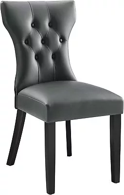 Modway Silhouette Modern Tufted Vegan Leather One Dining Chair Grey  • $169.06