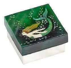 Mermaid Capiz Oyster Shell Green Decorative Box Ocean Handmade Philippines • $16.95