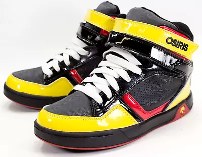 OSIRIS 338940 Mens Size US 7 Black Yellow Red Double Strap High Top Skater Shoes • $52