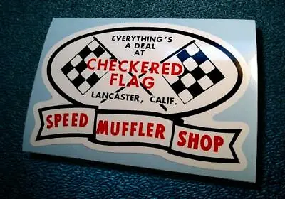 CHECKERED FLAG SPEED MUFFLER SHOP • Lancaster CA • Vintage-Style Sticker • Decal • $4.50