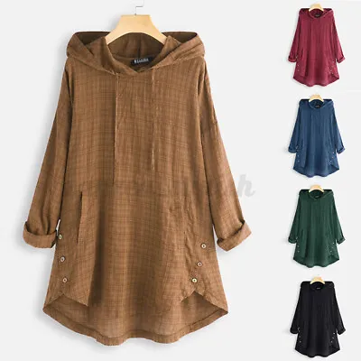 ZANZEA Womens Long Sleeve Top Tee Shirt Crew Neck Pullover Hoodie Hooded Blouse • $30.39
