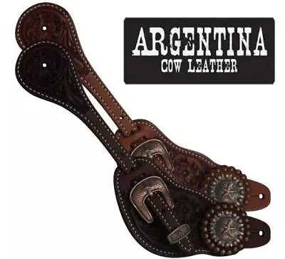 Showman Men's Size Argentina Cow Leather Star Concho Spur Straps • $41.95