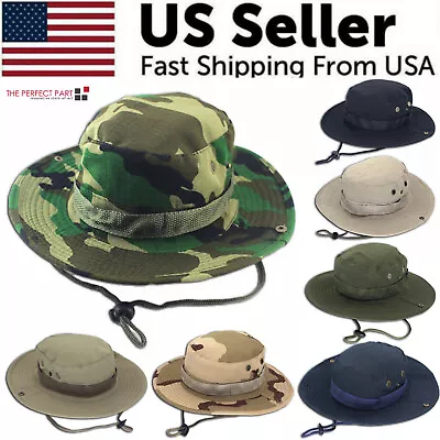 Boonie Bucket Hats Outdoor Fishing Hunting Wide Brim Mesh Camo Safari Sun Cap • $9.99