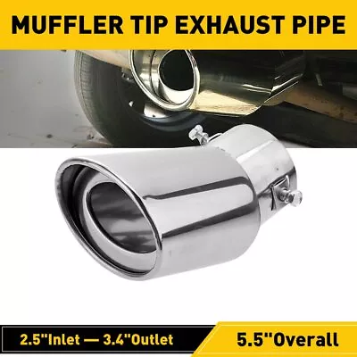 Car Chrome Stainless Steel Rear Exhaust Pipe Tail Muffler Tip Bend Accessories • $12.99