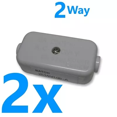 5A In-Line Connector Box 2 Way Wire Mains Cable Flex Junction Electrical Joiner • £2.99