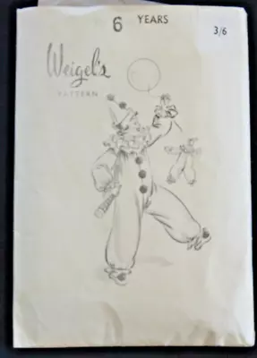 Vintage Weigel's Sewing Pattern For A Pierrot Or Clown Size 6 • $14