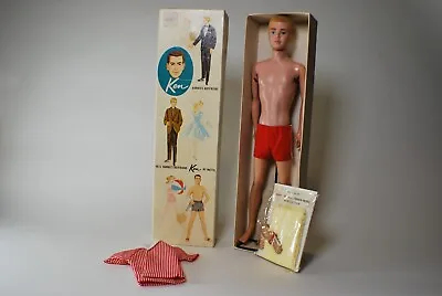 1961 Vintage Flocked Ken Blonde In Box With Unopened Accessories In Package! • $310
