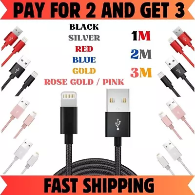 USB Cable For IPhone 7 8 6 5 X 11/12 Pro Long Charger Charging Fast Lead 2m 3m • £2.85