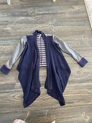 435 MATILDA JANE SWEATER WEATHER OPEN FRONT CARDIGAN TOP STRIPE BLUE Size 8 • $10