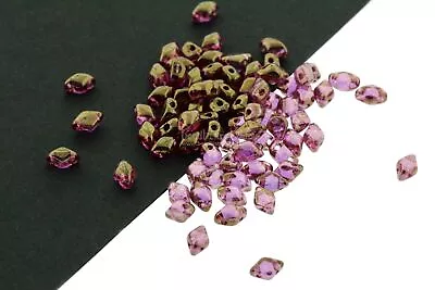 Czech MINI GemDuo Beads 6x4mm - 2-Hole Beads - Crystal VIOLET LUSTER - 120pcs • $3.48