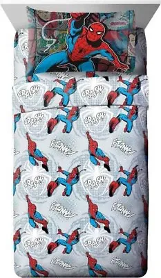 Marvel Spiderman Jump Kick 3 Piece Twin Sheet Set Sheets Bedding Kids Teens • $32.99