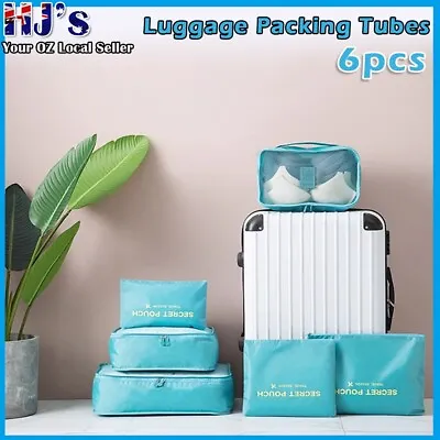 $8.99 • Buy 6PCS Packing Cubes Travel Pouches Luggage Organiser Clothes Suitcase Storage Bag