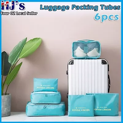 6PCS Packing Cubes Travel Pouches Luggage Organiser Clothes Suitcase Storage Bag • $9.49