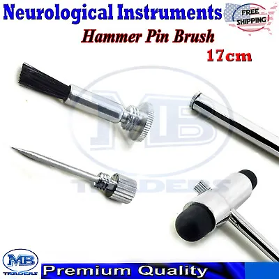 Medical Diagnostic Neurological Reflex T-Shape Buck Babinski Hammer Pin & Brush • $8.99