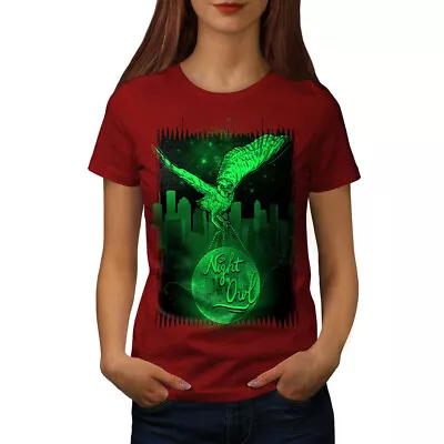Wellcoda Owl Night City Animal Womens T-shirt City Casual Design Printed Tee • £17.99