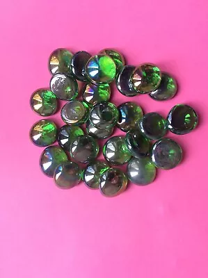 100 X Green Iridescent Coloured Decorative Glass Pebbles/ Nuggets Wedding Craft • £6.20