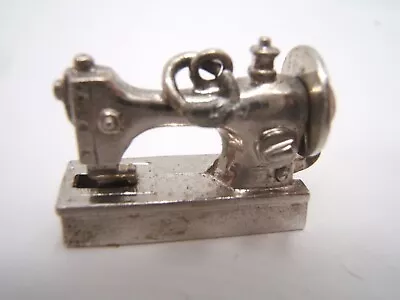 Vtg Wells Sterling Silver Charm 3-d Sewing Machine Wheel & Needle Move • $20