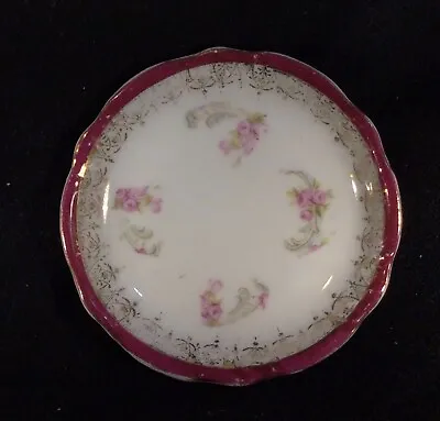 Vintage C.T. CARL TIELSCH GERMANY PLATE FLORAL Burgundy And Gold Accents • $29.99