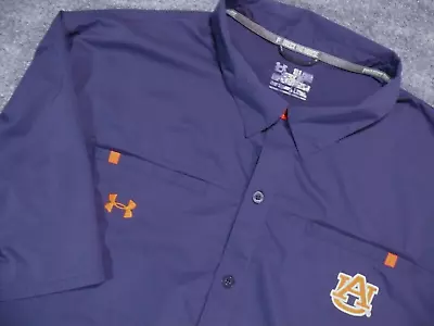 Auburn Tigers Shirt Men 3XL Dark Blue Under Armour Heat Gear Embrodery War Eagle • $39.95