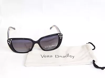 Vera Bradley UV Polarized Beatrice Pretty Posies Sunglasses Black Frame Cat Eye • $59.95