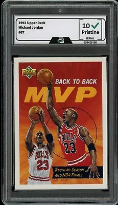 1992 Upper Deck #67 Michael Jordan GRADED 10 GEM MINT HOF Bulls • $20